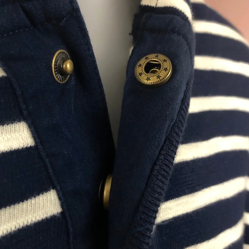 NWT J. Crew Navy Blue and White Striped Hooded Pullover